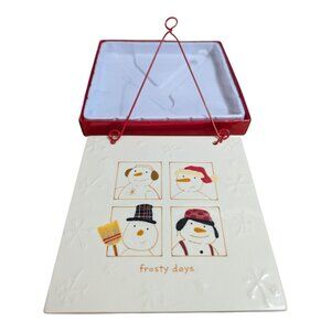 Hallmark Hanging Tile Frosty Days ceramic wire Christmas Holiday Decor 6x6 w/box